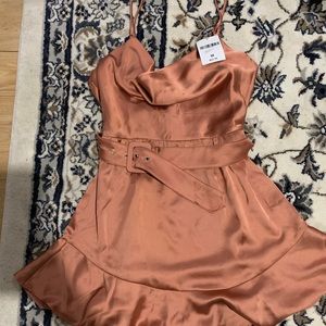 Cute satin dress, scoop neck.